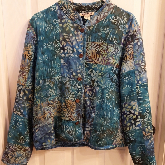 Nomadic Traders Quilted Jacket Button Front %100 Rayon Shell turquoise teal XL - Picture 2 of 7